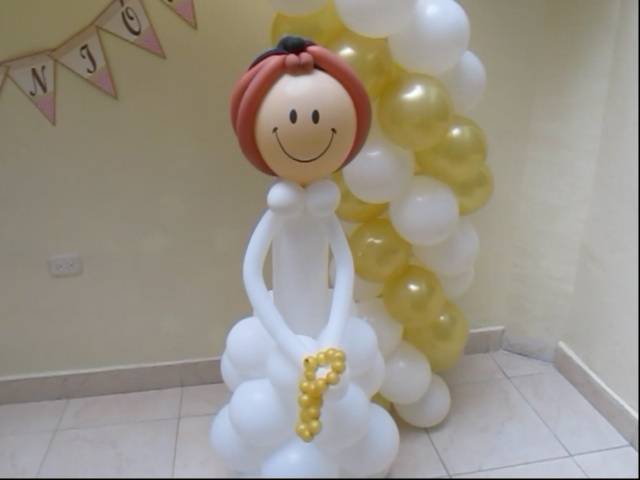 hacer niña con globos primera comunion medellin